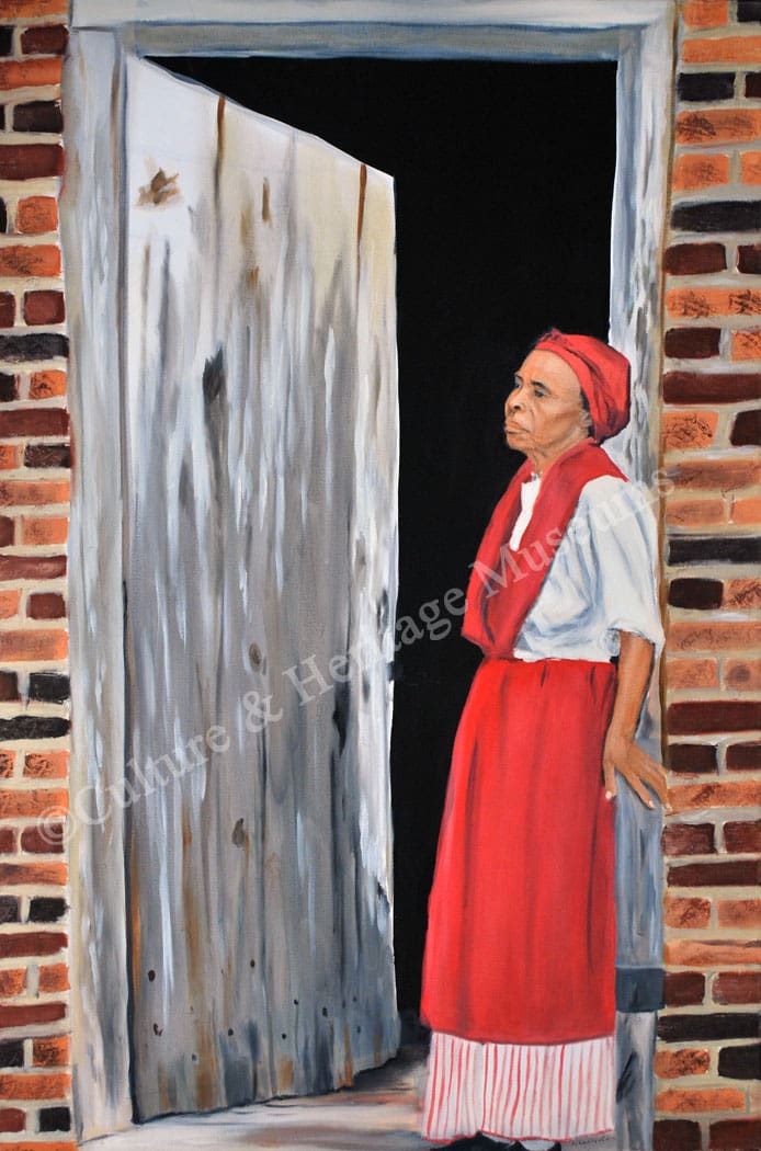 Painting of Enslaved woman on exhibit at Historic Brattonsville