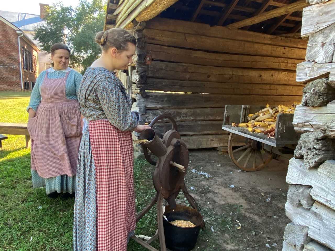 Corn Shelling demonstration at Historic Brattonsville