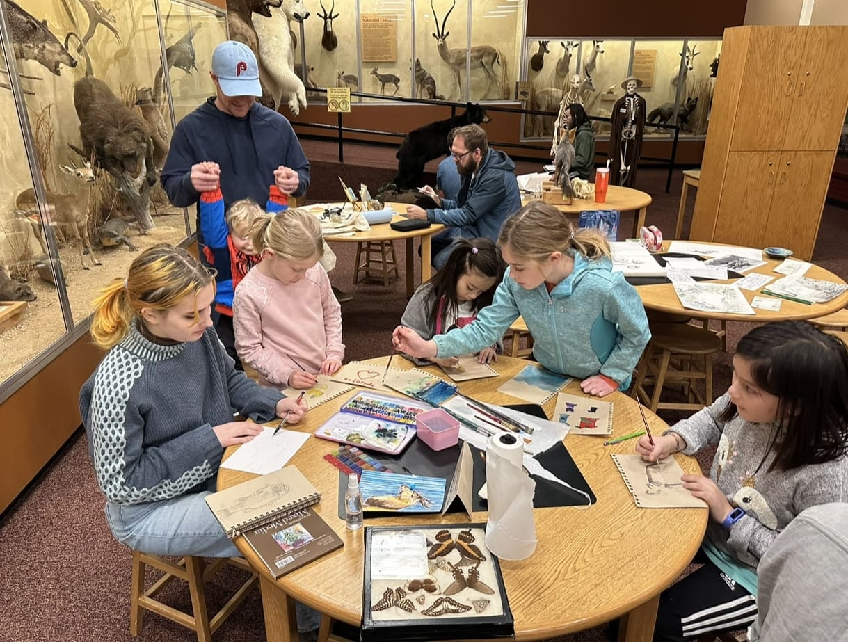 Children drawing in the Naturalist Center at Museum of York County