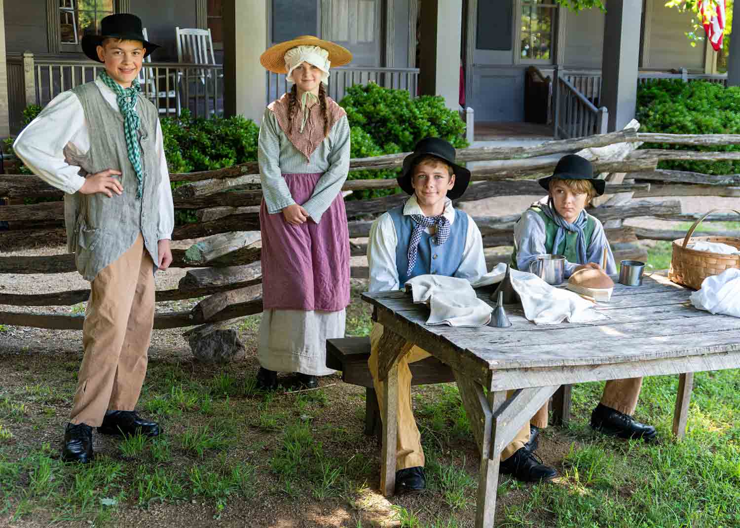 CDF_full_web Children dressed in period clothing at Historic Brattonsville